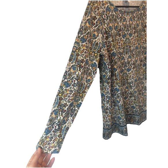 J Jill Floral Paisley Tapestry Print Long Sleeve Womens Knit Tunic Top M Boho - Picture 6 of 12